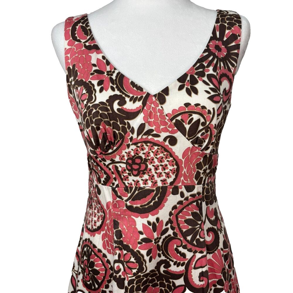 Mercer & Madison Sheath Dress Women's Sz 2 Pink Brown Floral Lined Retro Party - Picture 2 of 8